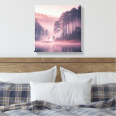 Japandi Fog Lake Sunrise Wall Scene Canvas Afdruk (Insitu (Slaapkamer))