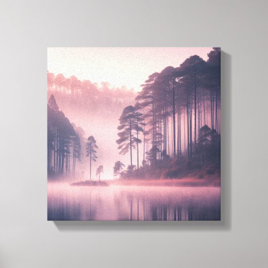 Japandi Fog Lake Sunrise Wall Scene Canvas Afdruk (Voorkant)