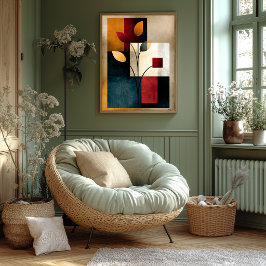 Japandi Ikebana Geometrische Abstracte Wandkunst m Poster