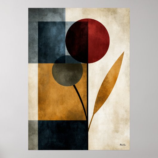 Japandi Ikebana Geometrische Abstracte Wandkunst Poster (Voorkant)