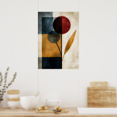 Japandi Ikebana Geometrische Abstracte Wandkunst Poster (Keuken)