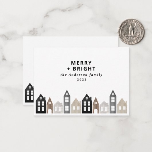 Japandi Kerstmis Noordse huizen stijlvol Notitiekaartje (Voorkant / Achterkant in situ)