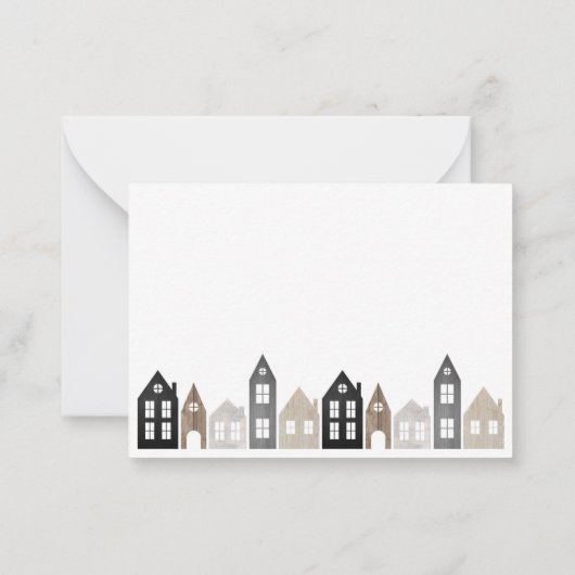 Japandi Kerstmis Noordse huizen stijlvol Notitiekaartje (Achterkant)