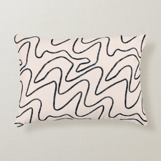 Japandi Minimalist Brush Stroke Pattern in Cream a Accent Kussen (Voorkant)