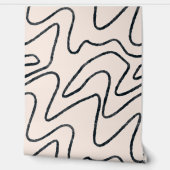 Japandi Minimalist Brush Stroke Pattern in Cream a Behang (Afrollen)