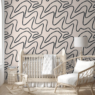 Japandi Minimalist Brush Stroke Pattern in Cream a Behang