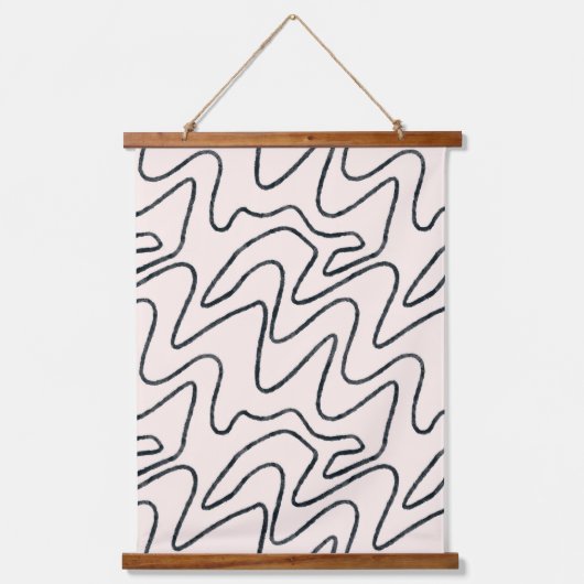 Japandi Minimalist Brush Stroke Pattern in Cream a Hangend Wandkleed (Voorkant)