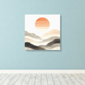 Japandi Misty Sunrise Soft Nature Layers Canvas Afdruk (Insitu (Houten vloer))