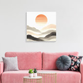Japandi Misty Sunrise Soft Nature Layers Canvas Afdruk (Insitu (Woonkamer))