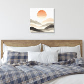 Japandi Misty Sunrise Soft Nature Layers Canvas Afdruk (Insitu (Slaapkamer))