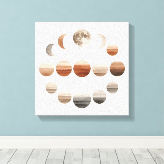 Japandi Moon Phases Back to School Wall Art Canvas Afdruk (Insitu (Houten vloer))