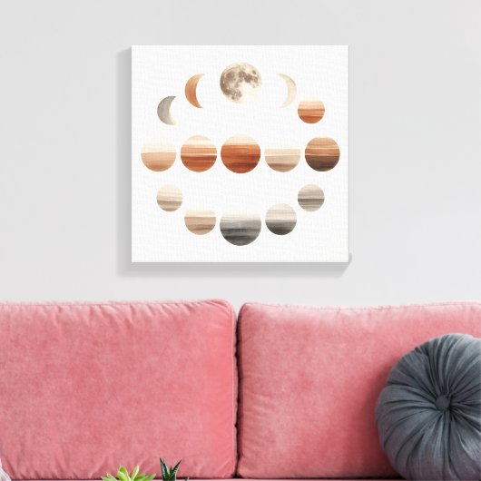 Japandi Moon Phases Back to School Wall Art Canvas Afdruk (Insitu (Woonkamer))