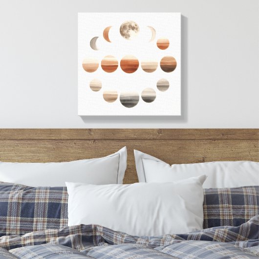 Japandi Moon Phases Back to School Wall Art Canvas Afdruk (Insitu (Slaapkamer))