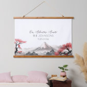 Japandi Mountain Waterverf bruiloft gastenboek Hangend Wandkleed (Slaapkamer)
