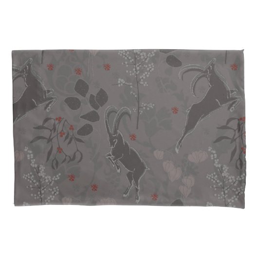 Japandi Neutrale Botanische Print met Steenbok Kussensloop (Voorkant)