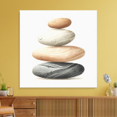 Japandi Pebble Balance in Neutral Tones Canvas Afdruk (Insitu (Woonkamer))
