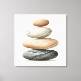 Japandi Pebble Balance in Neutral Tones Canvas Afdruk