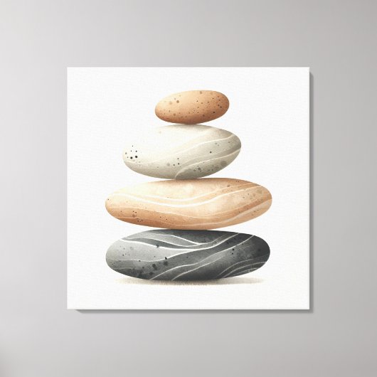 Japandi Pebble Balance in Neutral Tones Canvas Afdruk (Voorkant)