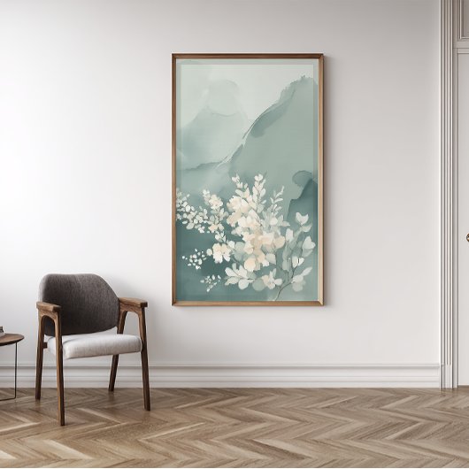 Japandi Sage Green Abstract Wall Art Print Foto Afdruk