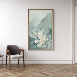 Japandi Saliegroen Abstracte Wandkunstprint Foto Afdruk
