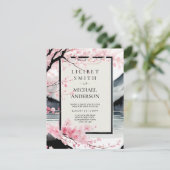 Japandi Scandinavisch Trouwthema Roze Zwart Kaart (Staand voorkant)