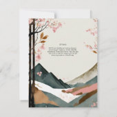 Japandi Scandinavisch trouwthema roze zwart Kaart (Achterkant)