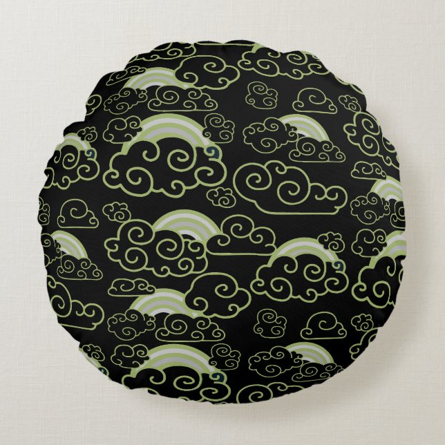 Japandi-stijl Huisdecoratie Rond Kussen (Voorkant)
