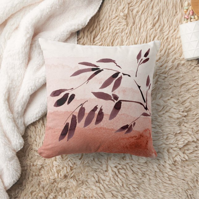 Japandi-stijl waterverf bamboe abstract cadeau kussen (Deken)