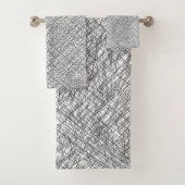 Japandi textuurstijl eenvoudige lijnen gekrabbel bad handdoek (Insitu)