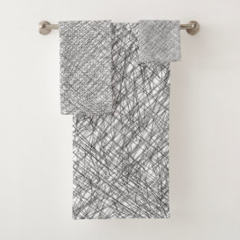 Japandi textuurstijl eenvoudige lijnen gekrabbel bad handdoek