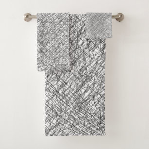 Japandi textuurstijl eenvoudige lijnen gekrabbel bad handdoek