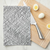 Japandi textuurstijl eenvoudige lijnen gekrabbel theedoek (Quarter Fold)