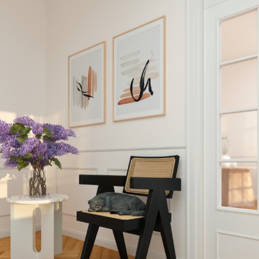 Japandi waterverf abstracte print