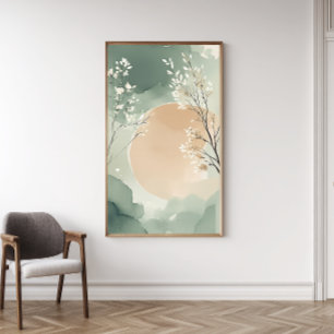 Japandi Waterverf Floral Art Print   Poster