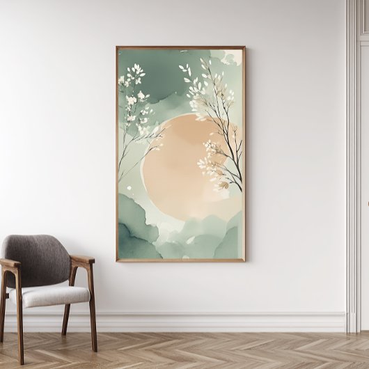 Japandi Waterverf Floral Art Print | Poster