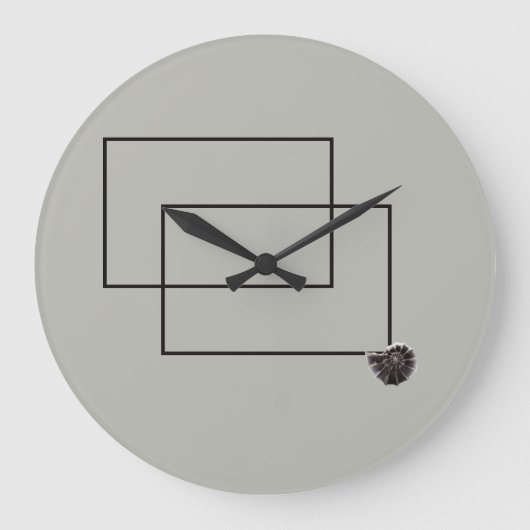 Japandi zee leven kust beige neutraal monochroom grote klok (Voorkant)