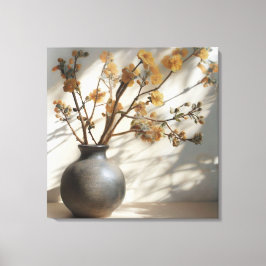 Japandi Zen Floral Fusion Keramische Vaas Canvas Afdruk