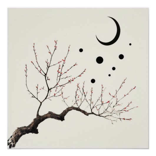 Japandi Zen: Minimalistische Abstracte illustratie Perfect Poster (Voorkant)