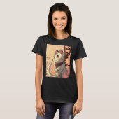 Japanese Aesthetic Cute cat japan Sakura Cherry Bl T-shirt (Voorkant volledig)