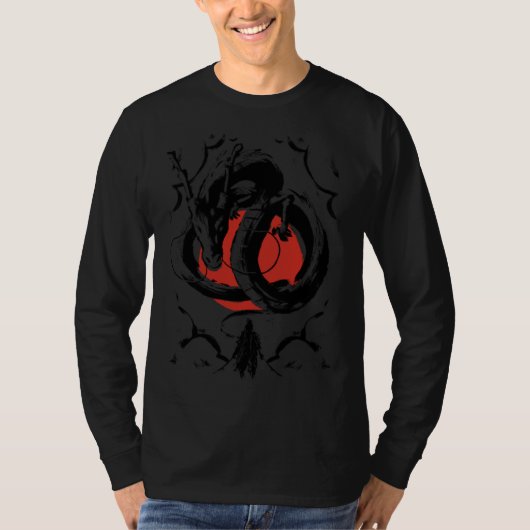 Japanese Aesthetic Dragon and warrior Japanese red T-shirt (Voorkant)