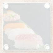 Japanese aesthetics - Assorted sushi on a black ba Glazen Onderzetter (Achterkant)
