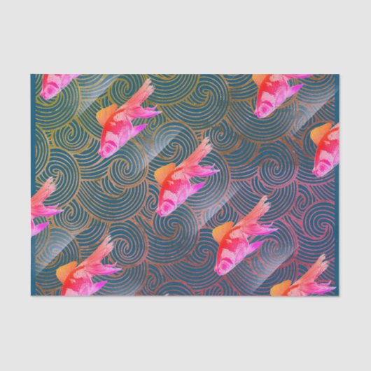 JAPANESE AFDRUKKING VAN KOI Tissue Paper W/ wave-c Tissuepapier (Voorkant)