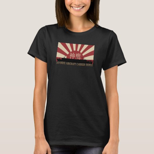 Japanese Aircraft Carrier Shinyo Rising Sun Flag T-shirt (Voorkant)