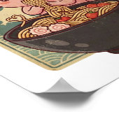 Japanese Anime Axolotls Ramen Black Axolotl Eating Poster (Hoek)