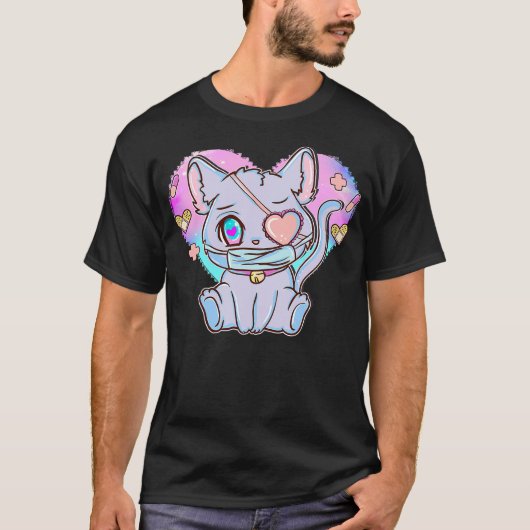 Japanese Anime Cat Shirt - Pastel Goth Menhera (Voorkant)