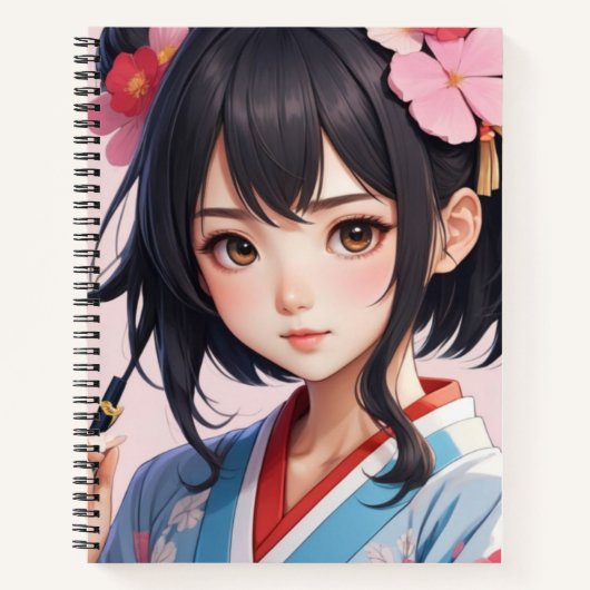 Japanese Anime Girl Spiral Notitieboek (Voorkant)