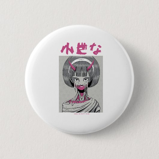 Japanese anime monstergirl ronde button 5,7 cm (Voorkant)