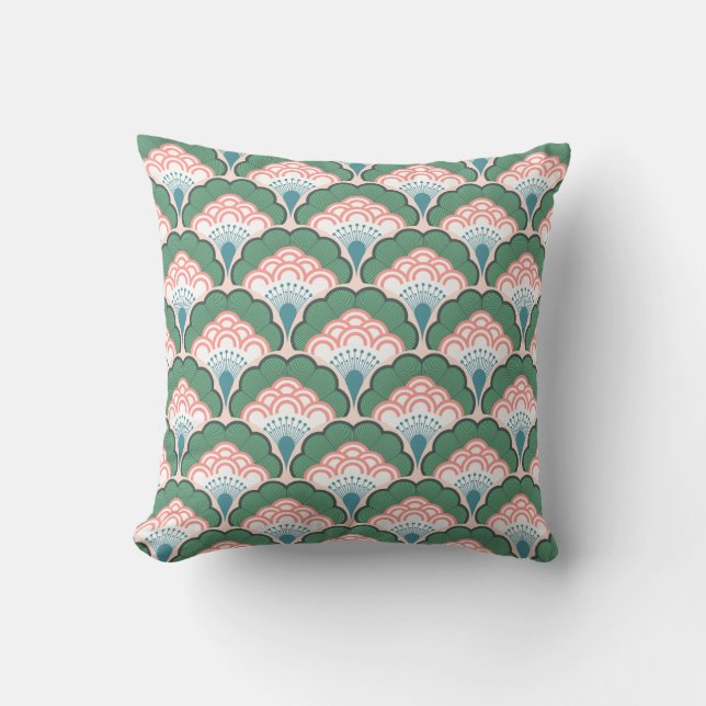 Japanese art deco style_ Tropical Kussen (Voorkant)