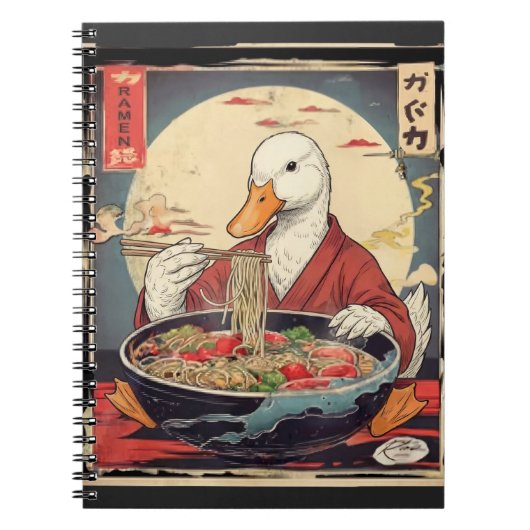 Japanese Art Duck Eating Ramen Ukiyo for students  Notitieboek (Voorkant)