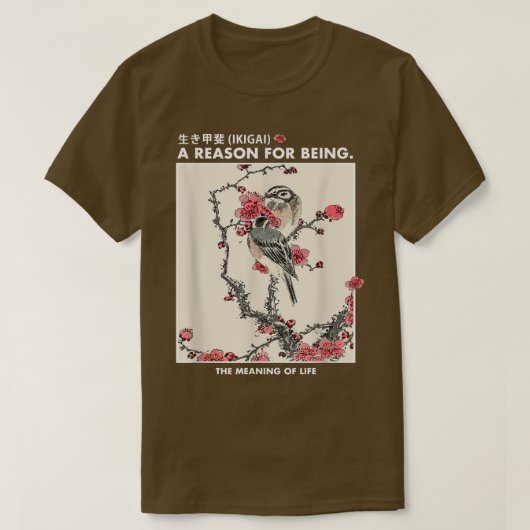 Japanese art Ikigai Sakura Cherry blossoms Bird Uk T-shirt (Design voorkant)